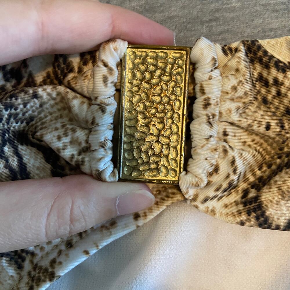 White House Black Market Women's Size Large Brown Cream Snakeskin Swim Bottom - Picture 4 of 9